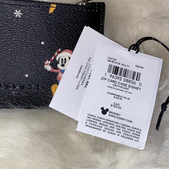 Disney X Coach Zip Card Case With Holiday Print - Picture 7 of 7